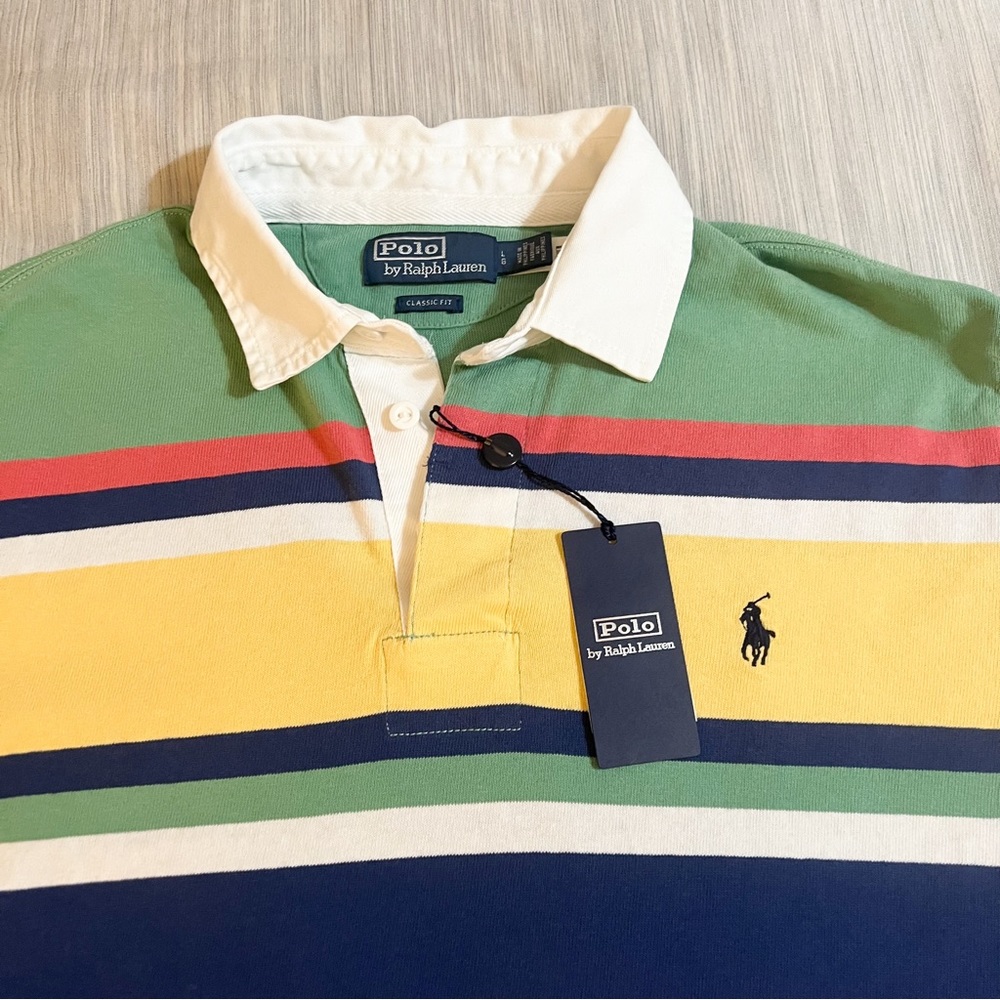 POLO RALPH LAUREN Blue Multi Classic Fit Striped Iconic Rugby Shirt🔥🔥🔥 - Picture 5 of 16